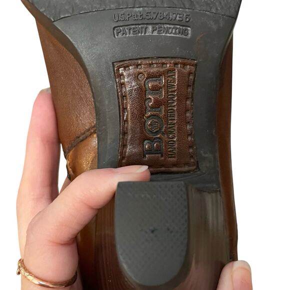 Born Navi Leather Knee High Boots Size 9 Cognac Brown Heeled Boho Equestrian - Picture 10 of 10